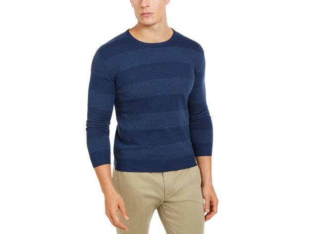Tasso Elba Men's Rugby Boucle Sweater Blue Size Extra Large