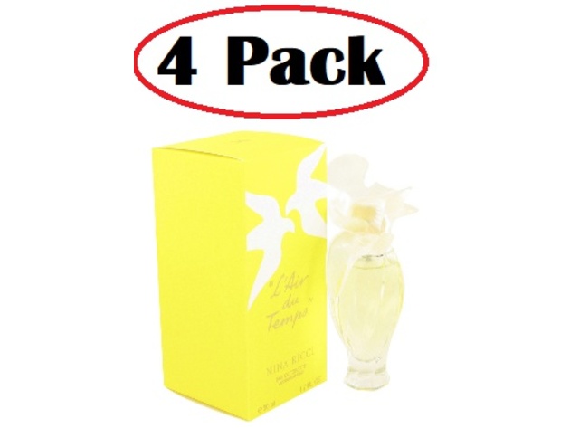 4 Pack of L'AIR DU TEMPS by Nina Ricci Eau De Toilette Spray With Bird Cap 1.7 oz