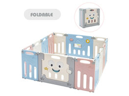 Costway 14-Panel Foldable Baby Playpen Kids Activity Centre Lock Door Rubber Mats 