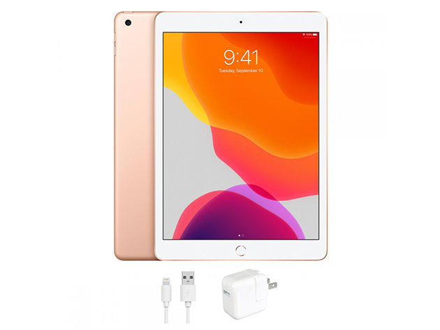 Apple iPad 7th Gen (2019) 32GB Gold (Wi-Fi Only) Bundle with Beats Flex Headphones (Refurbished)