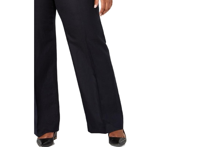 Calvin Klein Women's Highline Linen Tapered Ankle Pants Navy Size 12 ...