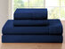 4-Piece Bamboo Blend Waffle Hem Sheet Set (Navy/Full) 