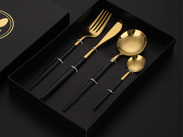 4-Piece Stainless Steel Long Handle Cutlery Set