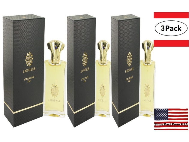 3 Pack Amouage Jubilation XXV by Amouage Eau De Parfum Spray 3.4