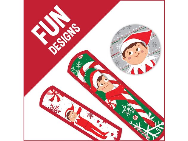 ASO Corporation The Elf On The Shelf Sterile Antibacterial Bandages, Assorted Sizes and Shapes, 20 Count