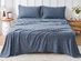 Kathy Ireland 4 Piece Heathered Jersey Knit Cotton Sheet Set (King/Denim)