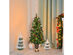Costway 3ft Pre-Lit Christmas Entrance Tree In Urn w/ 40 LED Light Red Berries Pine Cone - Green