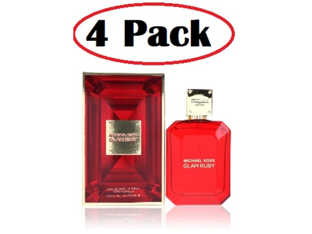4 Pack of Michael Kors Glam Ruby by Michael Kors Eau De Parfum Spray 3.4 oz