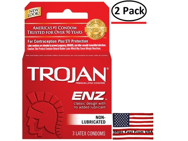 ( 2 Pack ) Trojan Enz Non-Lubricated Condoms - 3 Pack