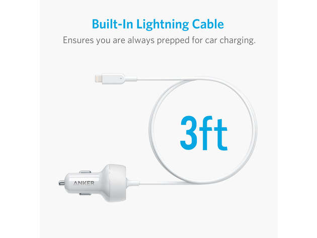 Anker PowerDrive Elite 2 Ports with Lightning Connector White