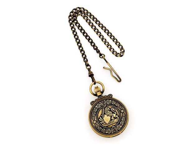 Charles Hubert Antique Gold Finish Lion Crest Pocket Watch