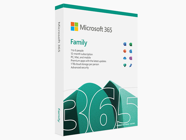 Microsoft 365: 1-Year Subscription (Family/Up to 6 Users)