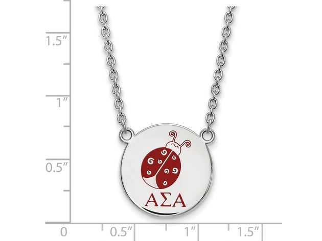 Sterling Silver Alpha Sigma Alpha Large Enamel Necklace