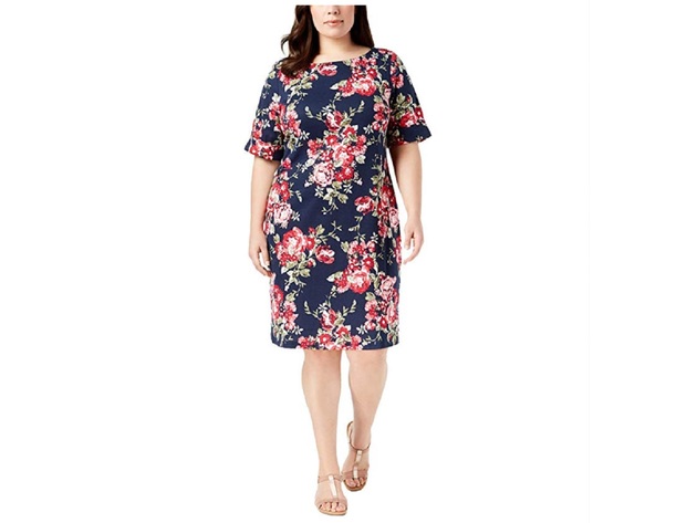 Karen Scott Floral-Print Shift Dress Intrepid Blue Size 2 Extra Large