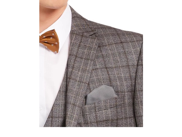 Bar III Men's Slim-Fit Gray Plaid Suit Separate Jacket Gray Size 40