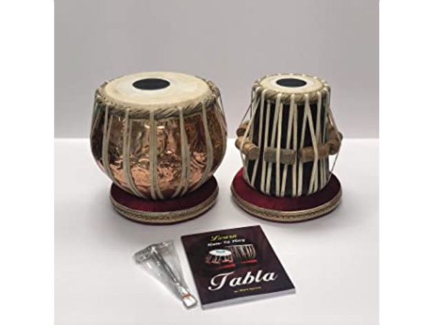 Satnam Golden Finish Bayan Hand Crafted Professional Tabla Drum Set - Copper (Used, Damaged Retail Box)