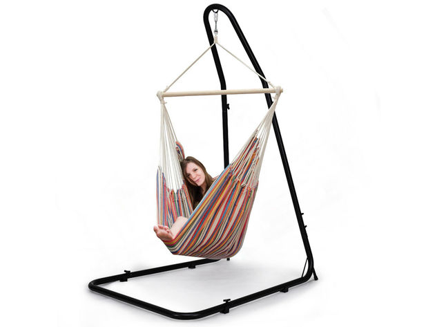 Costway Adjustable Hammock Chair Stand For Hammocks Swings & Hanging Chairs Steel Frame - Black