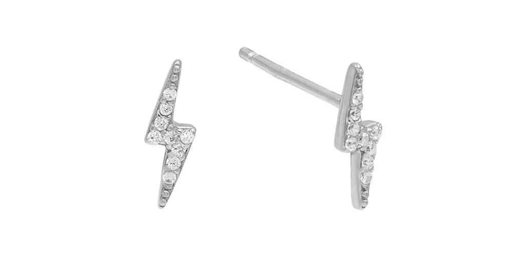 Swarovski Crystal Pave Lighting Bolt Stud Earrings