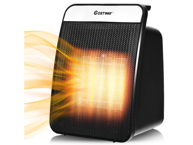 Costway 1500W Portable Electric PTC Space Heater Safety Shut-Off Tilt Protection Office - Black + Sliver