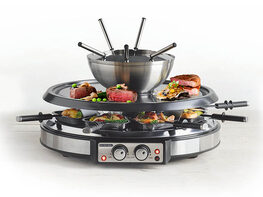 GIVENEU Electric Raclette Grill Cheese Fondue Combo Set