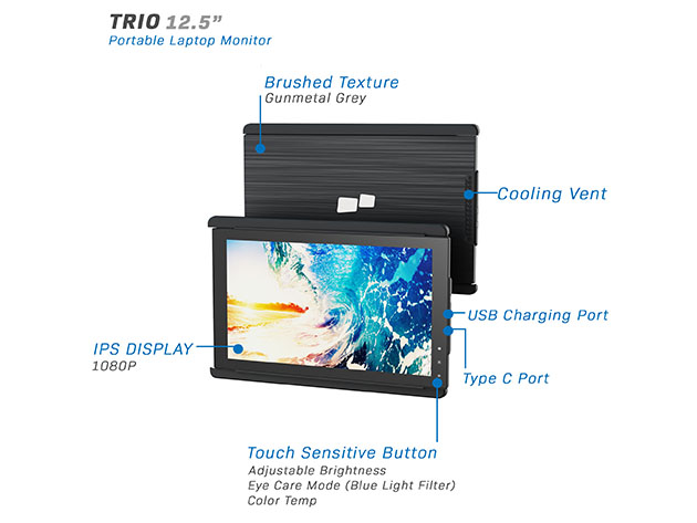 Mobile Pixels TRIO: Portable Triple Screen Laptop Monitor (2 Screens)