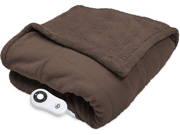 Serta Silky MacroMink Electric Heated Warming Snuggler Cape Wrap Chocolate - Chocolate