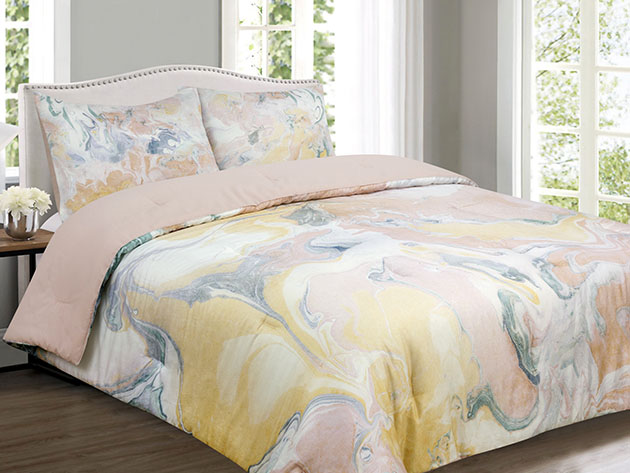 Gingham & Thread Marble Blush Comforter Set (King)