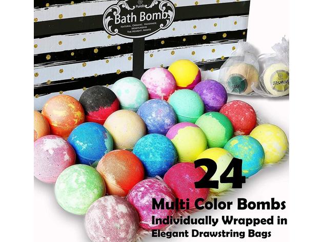 Bath Bomb Gift Set. 24 Individually Wrapped Bath Bombs in Mesh Bags. Party Favors, Wedding Favors