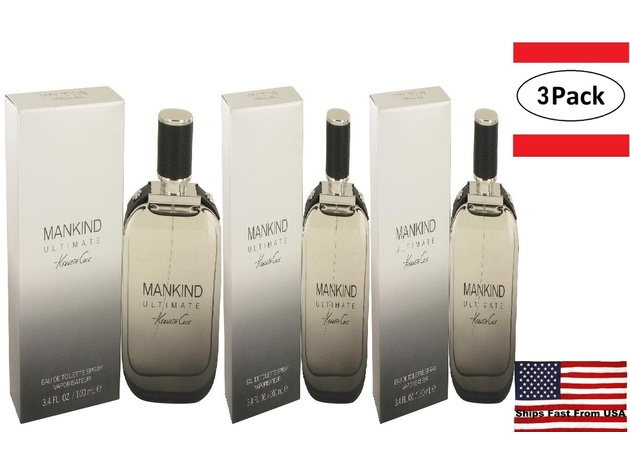 3 Pack Kenneth Cole Mankind Ultimate by Kenneth Cole Eau De Toilette Spray 3.4 oz for Men