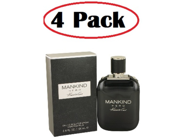 4 Pack of Kenneth Cole Mankind Hero by Kenneth Cole Eau De Toilette Spray 3.4 oz