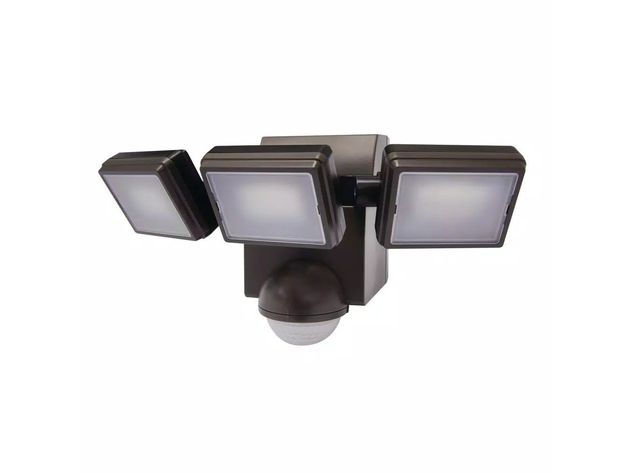 Defiant 1000 Lumen 180 Degree Outdoor Bronze LED Battery Motion Activated Dusk-to-Dawn Flood Light (New Open Box)