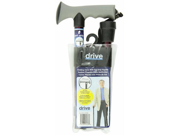 Drive Canes Adjustable Lightweight Folding, Cane With Gel Hand Grip In Red Crack, Universal