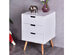 Costway Set of 2 White Side End Table Nightstand Mid-Century Accent Wood Furniture - White