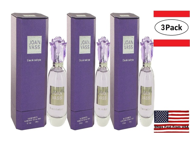 3 Pack L'eau De Amethyste by Joan Vass Eau De Parfum Spray 3.4 oz for Women