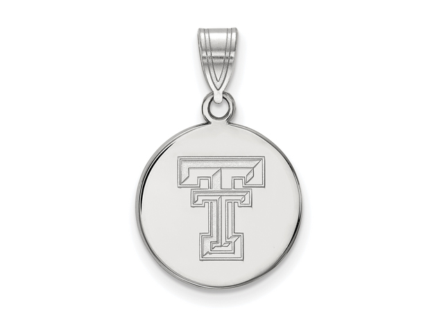 10k White Gold Texas Tech U. Medium Disc Pendant