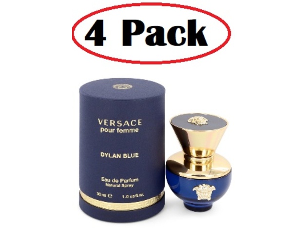 4 Pack of Versace Pour Femme Dylan Blue by Versace Eau De Parfum Spray 1 oz