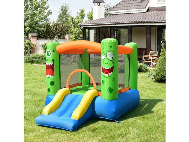 Costway Inflatable Bounce House Jumper Castle Kids Playhouse w/ Basketball Hoop & Slide