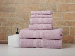 6-Piece Bibb Home 100% Egyptian Cotton Towel Set (Dusky Mauve)