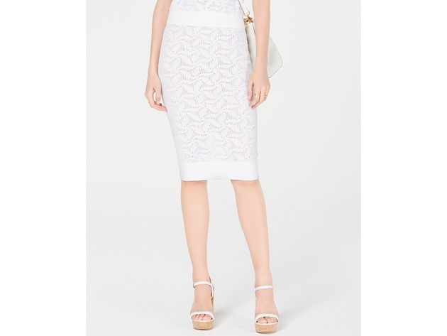 Michael Kors Women's Sweater Mesh Pencil Skirt White Size Extra Large