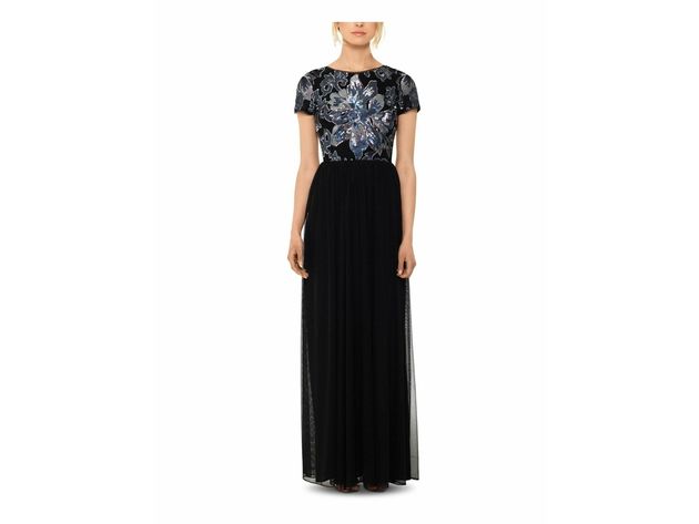 Betsy and adam sequined chiffon outlet gown