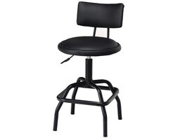 Costway Adjustable Swivel Bar Stool PU Leather Steel Frame Chair W/Backrest&Footrest Low Back - Black