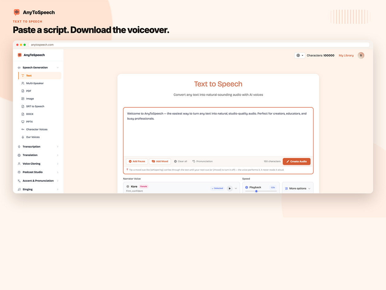 AnyToSpeech Pro Plan: Lifetime Subscription