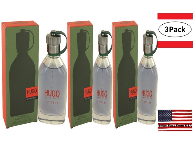 3 Pack Hugo Extreme by Hugo Boss Eau De Parfum Spray 3.3 oz for