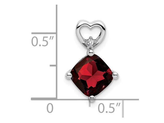 1.65 Carat (ctw) Cushion-Cut Garnet Heart Pendant Necklace in 14K White Gold with Chain