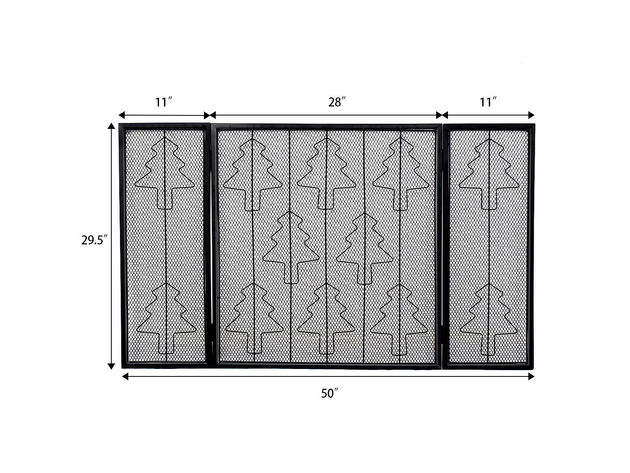 Costway Folding 3 Panel Steel Fireplace Screen Doors Heavy Duty Christmas Tree - Black