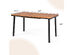 Costway 55'' Patio Rattan Dining Table Acacia Wood Table Top Umbrella Hole - Wood