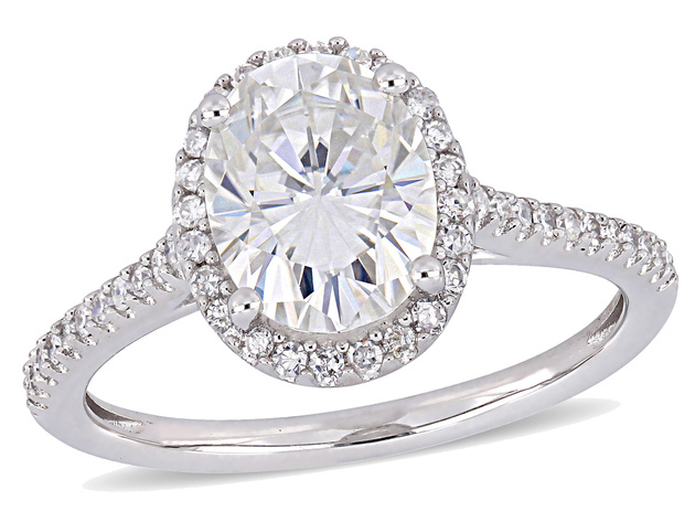 2.00 Carat (ctw) Synthetic Moissanite Halo Engagement Ring 14K White Gold with 1/5 Carat (ctw I1-I2) Diamonds 1 - 8.5