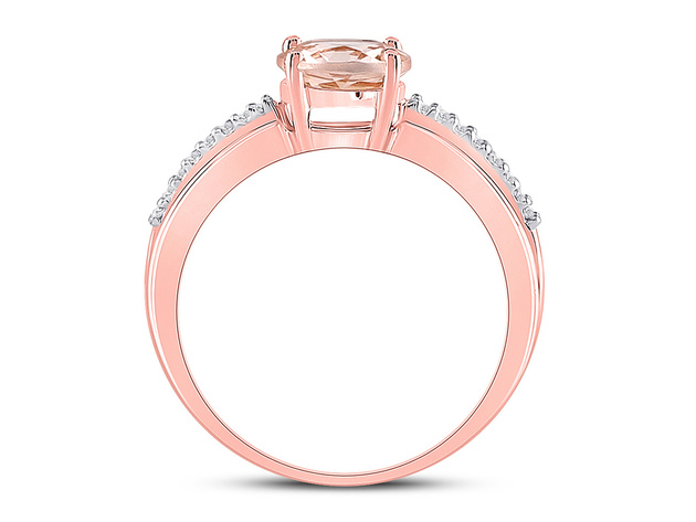 3/4 Carat (ctw) Lab Created Morganite Ring in 10K Rose Gold with Accent Diamonds - 8