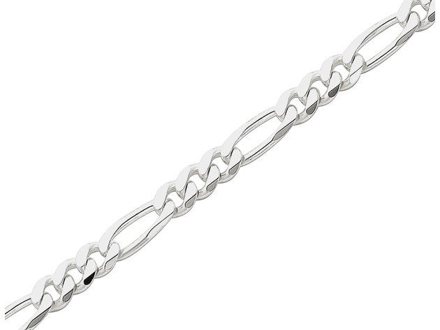 Figaro Chain Bracelet in Sterling Silver 9 Inches (5.25mm)