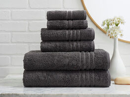 Turkish Cotton 6-Piece Ensemble Towel Set (Charcoal)